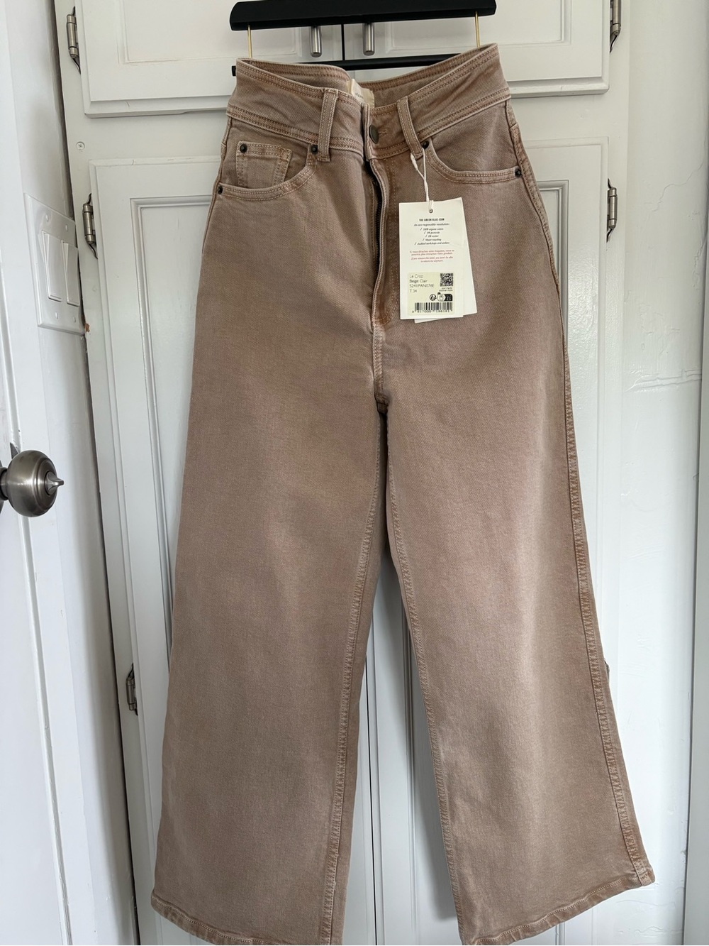 Sezane Le Crop Light Beige Jeans Size US 24, EUR 34 NWT